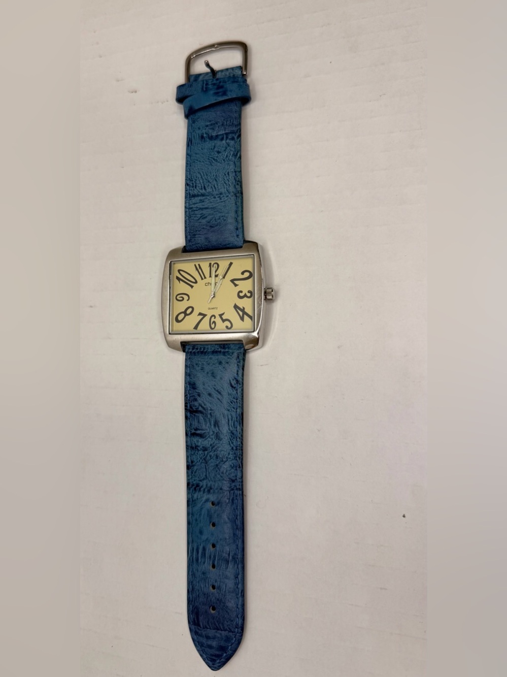 vintage Chico's quartz square watch blue leather strap oversize numerals - Picture 2 of 3
